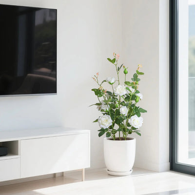 27in(2.3ft) Artificial White Rose Flowers momoplant