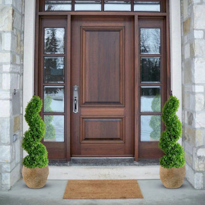 2 Pieces 35In(3ft) Light Green Artificial Boxwood Topiary Spiral Tree momoplant