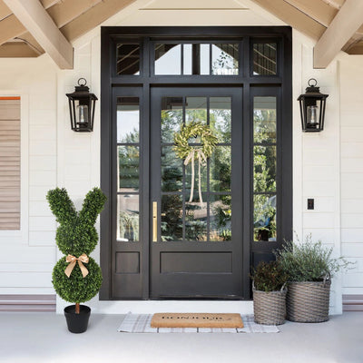 2 Pieces 36in(3ft) Artificial Topiary Rabbit Shapped Boxwood Tree momoplant