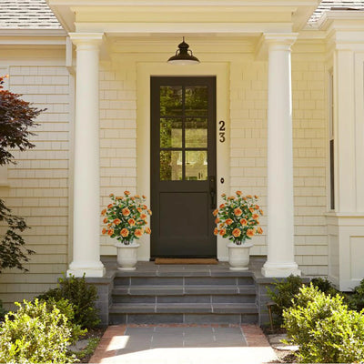 2 Pieces 36in(3ft) Artificial Flower Orange Camellia Spike Tree momoplant