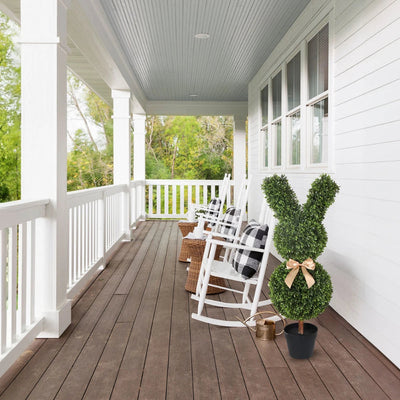2 Pieces 36in(3ft) Artificial Topiary Rabbit Shapped Boxwood Tree momoplant