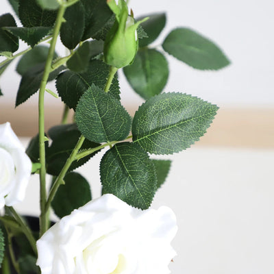 27in(2.3ft) Artificial White Rose Flowers momoplant