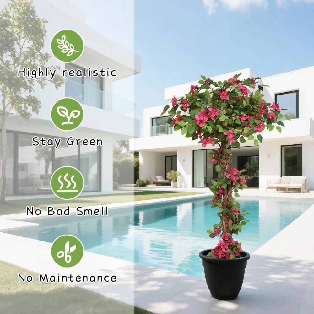 63in(5.2ft) Artificial Bougainvillea Flowers Tree