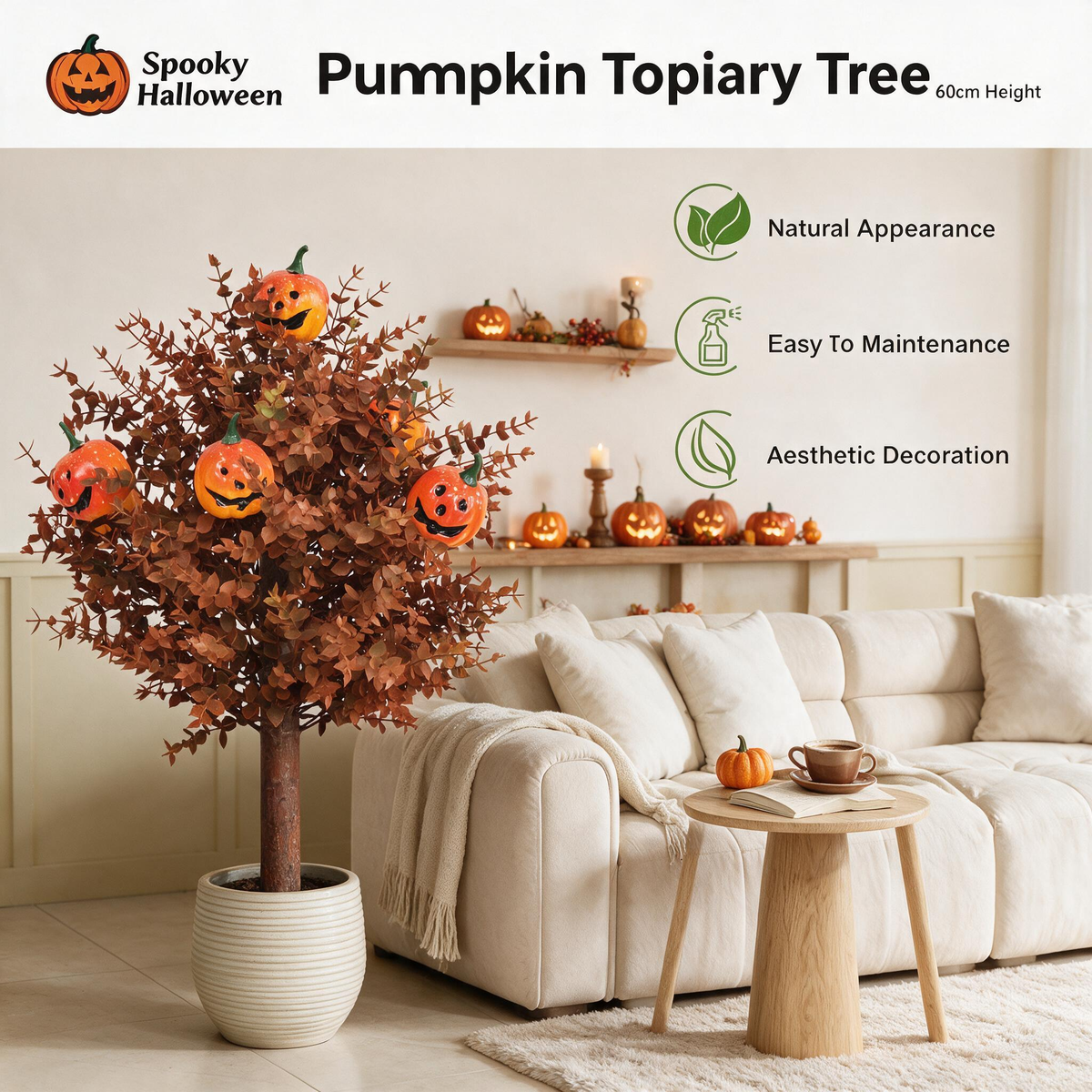 Halloween Yard Stakes, 2-Pack Pumpkin & Eyeball – Weatherproof & UV-Resistant