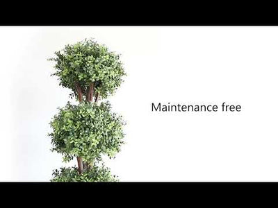 2 Pieces 46.5in(3.87ft) Artificial Topiary Triple Ball Boxwood Tree