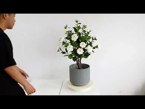 2 Pieces 36in(3ft) Artificial Flower White Camellia Spike Tree
