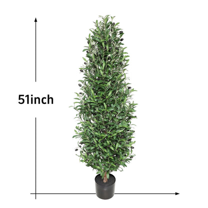 2 Pieces 51in(4.3ft) Artificial Cone Topiary Olive Trees