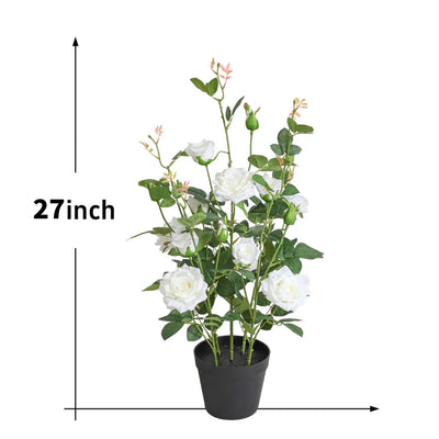 27in(2.3ft) Artificial White Rose Flowers momoplant